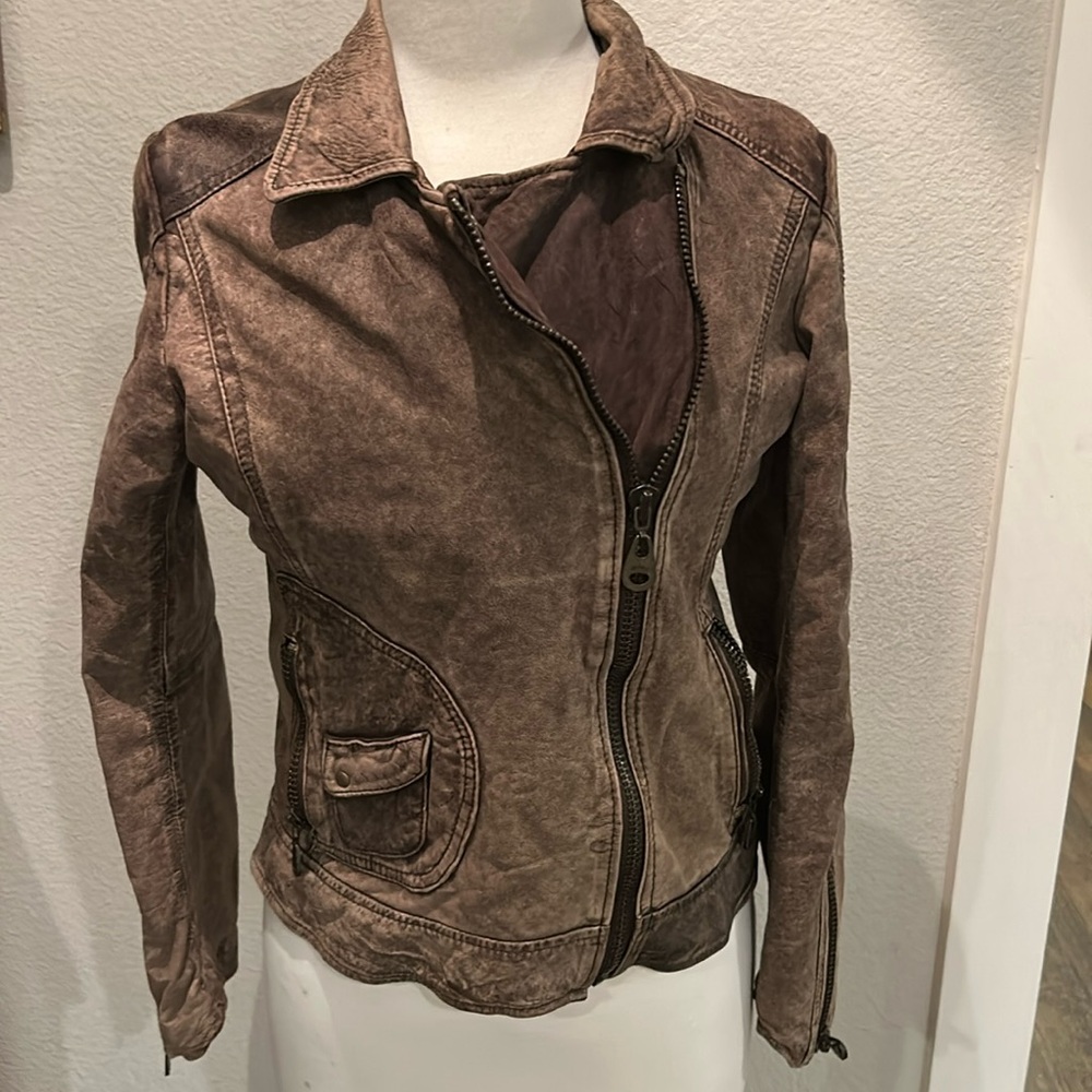 DOMA leather distressed leather motorcycle biker jacket
